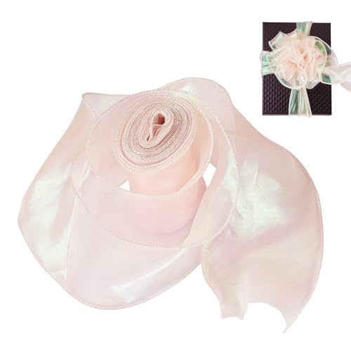 Sparkeads Polyester-Organzaband, 100 mm, durchscheinendes Chiffonband, zum Verpacken von Geschenken, Nähen, Kleidung, Dekoration, Rosa, 12,7 m von Sparkeads