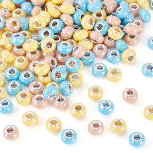 Sparkeads Rondelle-Perlen mit großem Loch, europäische Perlen, Trommel, lose Abstandshalter, Perlen mit Messingkern, für Armbänder, Halsketten, Ohrringe, DIY, Schmuckherstellung, Handwerk, 150 Stück Sparkeads Rondelle-Perlen mit großem Loch, europäische Perlen, Trommel, lose Abstandshalter, Perlen mit Messingkern, für Armbänder, Halsketten, Ohrringe, DIY, Schmuckherstellung, Handwerk, 150 Stück von Sparkeads