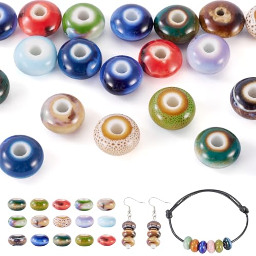 Sparkeads Rondelle-Porzellanperlen, handgefertigte Keramikperlen, lose Abstandshalter für Halsketten, Ohrringe, Armbänder, DIY-Schmuckherstellung, 20 Stück von Sparkeads
