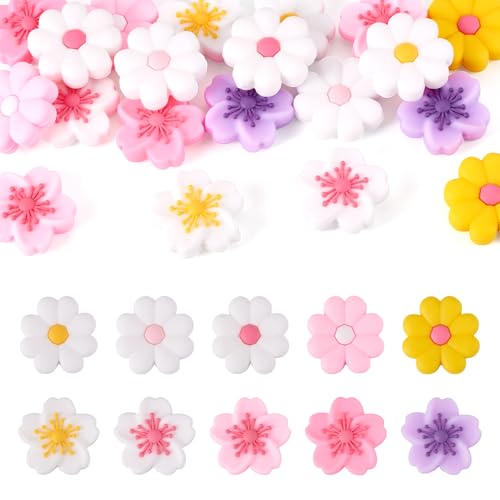Sparkeads Silikon-Blumen-Perlen, niedliche Gänseblümchen, chinesische blühende Krabbenapfel-Form, Blütenform, Abstandshalter für Bastelarbeiten, Stifte, Schmuck, Halsketten, Armbänder Sparkeads Silikon-Blumen-Perlen, niedliche Gänseblümchen, chinesische blühende Krabbenapfel-Form, Blütenform, Abstandshalter für Bastelarbeiten, Stifte, Schmuck, Halsketten, Armbänder von Sparkeads