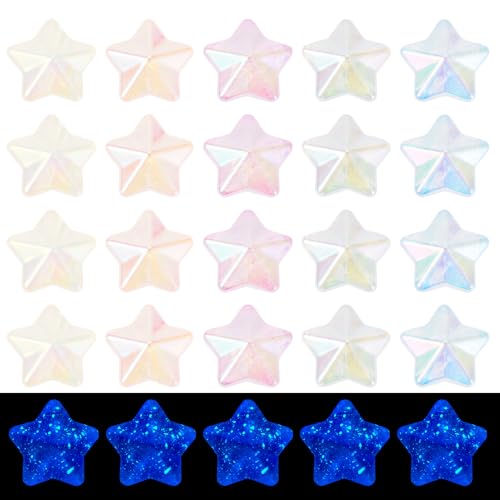 Sparkeads Sternperlen aus Acryl, Sterne, Pony, leuchtende sternförmige Perlen, lose Perlen für Schmuckherstellung, Freundschaftsarmband, DIY, Basteln, 50 Stück von Sparkeads