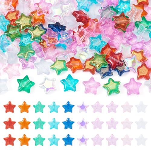 Sparkeads Transparente Glas-Sternperlen, Stern-Kristallperlen mit Glitzerkraft, himmlische Perlen, lose Abstandshalter, Perlen für Schmuckherstellung, Basteln, DIY, Halsketten, Freundschaftsbänder Sparkeads Transparente Glas-Sternperlen, Stern-Kristallperlen mit Glitzerkraft, himmlische Perlen, lose Abstandshalter, Perlen für Schmuckherstellung, Basteln, DIY, Halsketten, Freundschaftsbänder von Sparkeads