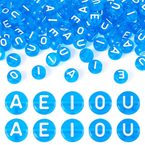 Sparkeads Vokal-Perlen aus Acryl, flach, rund, 7 mm, flach, rund, mit Buchstaben A I O U, Anfangsbuchstaben, transparente Kunststoffperlen für DIY-Schmuckherstellung, 100 Stück Sparkeads Vokal-Perlen aus Acryl, flach, rund, 7 mm, flach, rund, mit Buchstaben A I O U, Anfangsbuchstaben, transparente Kunststoffperlen für DIY-Schmuckherstellung, 100 Stück von Sparkeads
