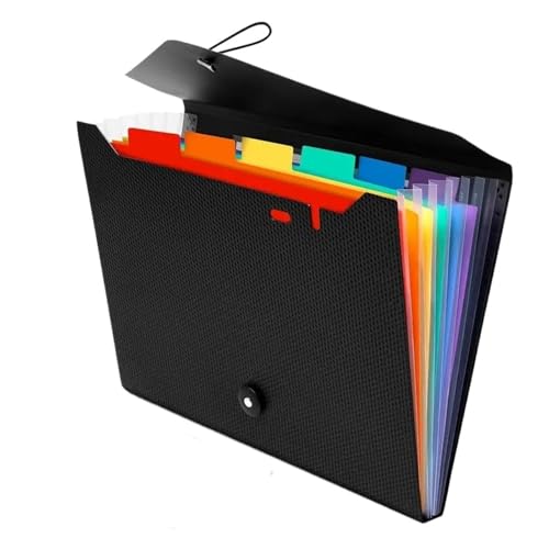 Fächermappe mit 13 Fächern, Regenbogenfarben, A4, Letter-Format, Dokumenten-Organizer, tragbarer Akkordeon-Ordner, Schreibtischaufbewahrung for die Schule für Dateien(Mixed Color) von SparklWLeaf