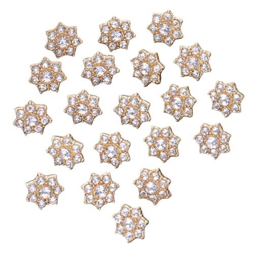 SparklWLeaf 10/20/50 Stück vergoldete Strass-Blumenform-Metall-Knöpfe for Kleidung, dekoratives DIY-Nähzubehör für Stoff(20pcs Gold) von SparklWLeaf