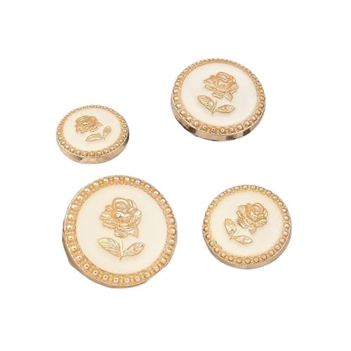 SparklWLeaf 10 Stück Zink-Legierung Schaftknöpfe schöne Rose Blume runde Metallknöpfe Damen Bekleidungszubehör für Stoff(Beige,18mm) von SparklWLeaf