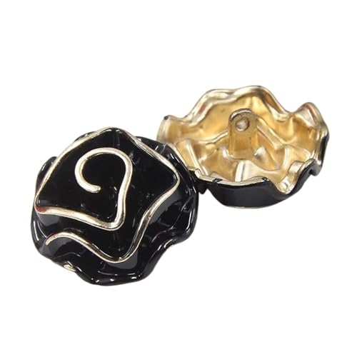SparklWLeaf 10 Stück rosenförmige Metallknöpfe for Trenchcoat, Kleid, Anzug, Jacke, dekorative Schwarze Knöpfe for Damen für Stoff(15mm-10pcs) von SparklWLeaf