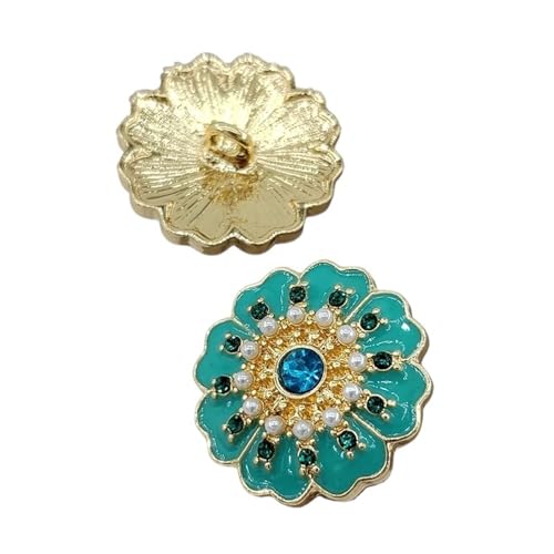 SparklWLeaf 15/18/21/25 mm Blumen-Ösenknöpfe for Kleidung, schöner Metallknopf für Stoff(Green,25mm 6pcs) von SparklWLeaf