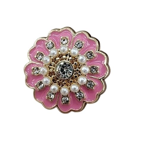 SparklWLeaf 15/18/21/25 mm Vintage-Blumen-Design-Metall-Ösenknöpfe for Kleidung, grün-rosa Strass-Nähknopf für Stoff(Pink,25mm 6pcs) von SparklWLeaf
