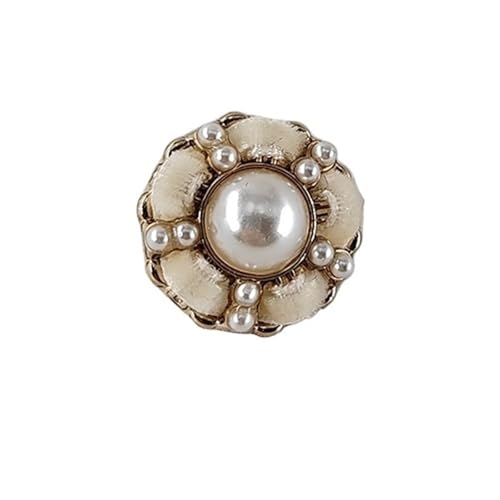 SparklWLeaf 18/21/25 mm umwickelte handgefertigte Imitationsperlen-Ösenknöpfe aus Metall mit Blumendesign für Stoff(Beige,18mm 6pcs) von SparklWLeaf