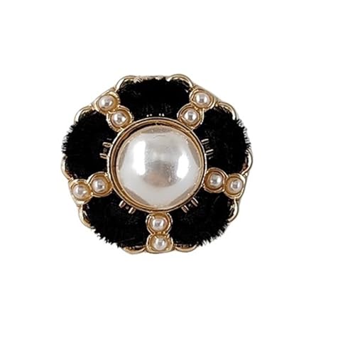SparklWLeaf 18/21/25 mm umwickelte handgefertigte Imitationsperlen-Ösenknöpfe aus Metall mit Blumendesign für Stoff(Black,18mm 6pcs) von SparklWLeaf