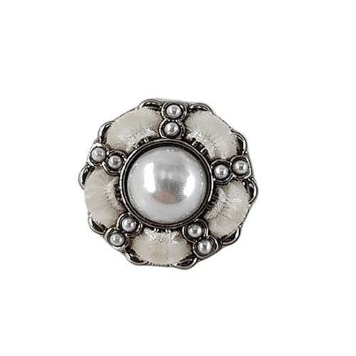 SparklWLeaf 18/21/25 mm umwickelte handgefertigte Imitationsperlen-Ösenknöpfe aus Metall mit Blumendesign für Stoff(White,25mm 6pcs) von SparklWLeaf