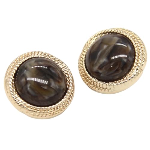 SparklWLeaf 18/21/25mm Runde Imitation Achat Gold Metall Knöpfe for Nähen Retro Mantel Anzug Blazer Handamde Dekorationen DIY Handwerk für Stoff(Brown,25mm 6pcs) von SparklWLeaf