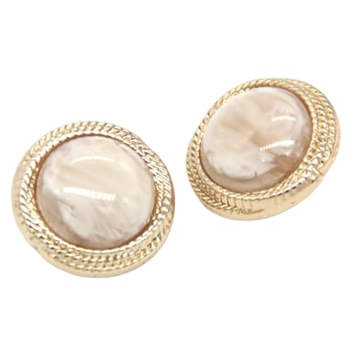 SparklWLeaf 18/21/25mm Runde Imitation Achat Gold Metall Knöpfe for Nähen Retro Mantel Anzug Blazer Handamde Dekorationen DIY Handwerk für Stoff(White,25mm 6pcs) von SparklWLeaf