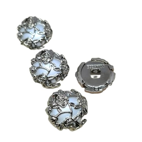 SparklWLeaf 19,5/24 mm Rose bedeckte Metallknöpfe for Kleidung, runder Schaftknopf for Frauen, Nähen, DIY für Stoff(Silver,24mm 6pcs) von SparklWLeaf