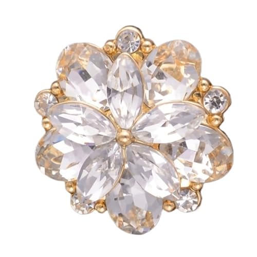 SparklWLeaf 3/6/10 stücke 22mm Funkelnden Vollen Strass Blume Form Knöpfe for Kleidung Nähen Metall Knopf DIY Zubehör für Stoff(Gold,10pcs) von SparklWLeaf