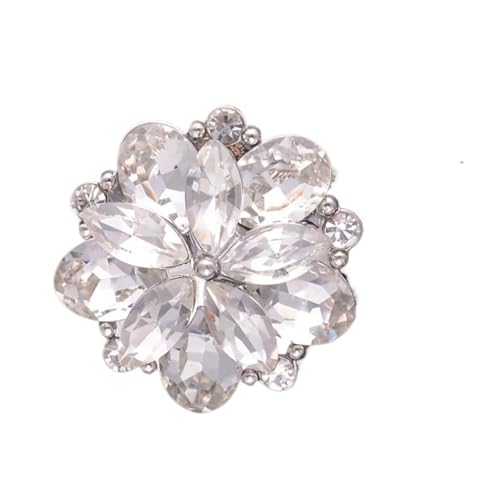 SparklWLeaf 3/6/10 stücke 22mm Funkelnden Vollen Strass Blume Form Knöpfe for Kleidung Nähen Metall Knopf DIY Zubehör für Stoff(Silver,6pcs) von SparklWLeaf