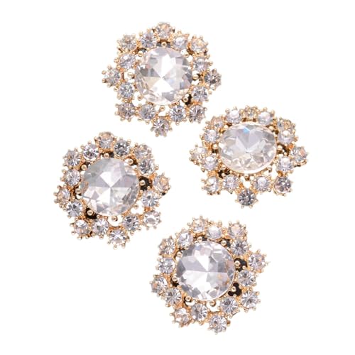 SparklWLeaf 4 Stück Blumen-Strass-Metallknöpfe, dekorative Knöpfe, Zubehör für Stoff(Color4,28mm) von SparklWLeaf