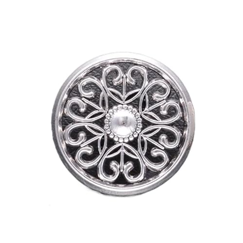SparklWLeaf 5/10/15pcs 28mm Vintage Runde Blume aushöhlen Metallknöpfe for Kleidung dekorative Nähen Knopf DIY für Stoff(28mm Silver,5pcs) von SparklWLeaf