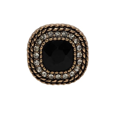SparklWLeaf 5 Stück Strass-Steine ​​im Retro-Stil, Metall-Ösenknöpfe, for Nähen, for Zuhause, Kleidung, Kunsthandwerk, Zubehör, Dekor, 18–25 mm für Stoff(Black,23mm) von SparklWLeaf
