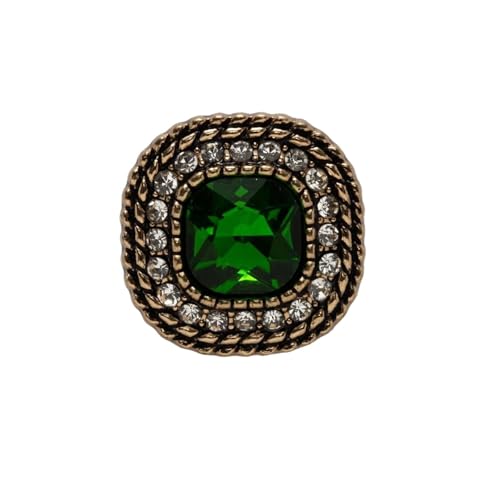 SparklWLeaf 5 Stück Strass-Steine ​​im Retro-Stil, Metall-Ösenknöpfe, for Nähen, for Zuhause, Kleidung, Kunsthandwerk, Zubehör, Dekor, 18–25 mm für Stoff(Green,18mm) von SparklWLeaf