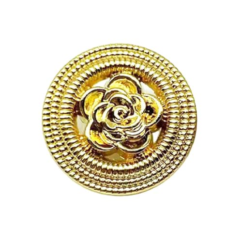 SparklWLeaf 5 Stück wunderschöne, ausgehöhlte Vintage-Metallknöpfe mit Rosen- und Kamelienmuster, Nähzubehör, Anzug, Jacke, Mantel, Kleid, verzierte Knöpfe für Stoff(2.3cm 0.91inch) von SparklWLeaf
