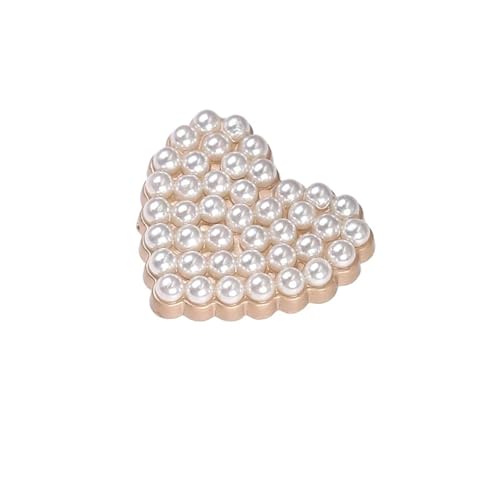 SparklWLeaf 6 Stück 25 mm Juwel Herz Metall Gold Perle Blumenknöpfe for Kleidung Nähzubehör für Stoff(Color18,18mm. 6 Pieces) von SparklWLeaf