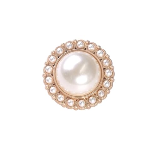 SparklWLeaf 6 Stück 25 mm Juwel Herz Metall Gold Perle Blumenknöpfe for Kleidung Nähzubehör für Stoff(Color19,25mm. 6 Pieces) von SparklWLeaf