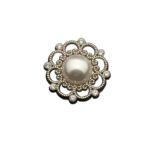 SparklWLeaf 6 Stück 25 mm Juwel Herz Metall Gold Perle Blumenknöpfe for Kleidung Nähzubehör für Stoff(Color3,20mm. 6 Pieces) von SparklWLeaf