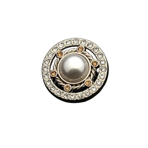 SparklWLeaf 6 Stück 25 mm Juwel Herz Metall Gold Perle Blumenknöpfe for Kleidung Nähzubehör für Stoff(Color7,28mm. 6 Pieces) von SparklWLeaf
