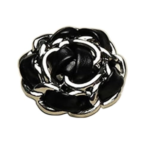 SparklWLeaf 6 Stück Blumenknöpfe Nähknöpfe aus Metall und Leder for Rock, Kleidung, Mantel, Zubehör, handgefertigte DIY-Dekoration für Stoff(Silver,18mm) von SparklWLeaf