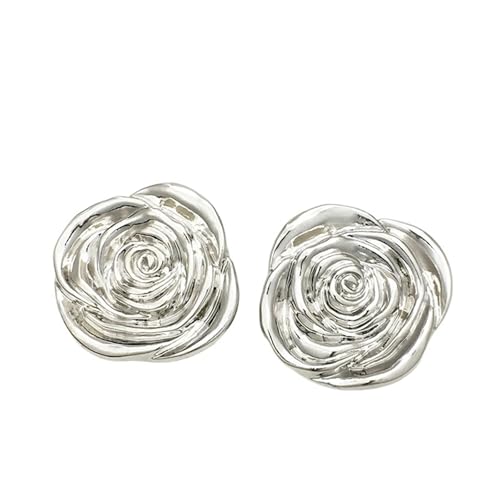SparklWLeaf 6 Stück Metallknöpfe mit Rosenprägung for Pullover, Nähknöpfe, Zubehör für Stoff(Color10,22.5MM) von SparklWLeaf