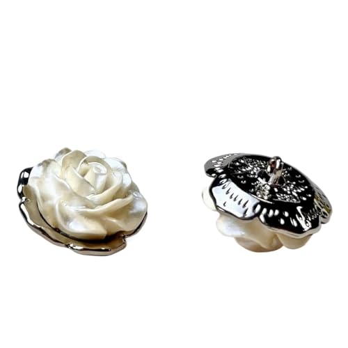 SparklWLeaf 6 Stück runde Blumenform Metall Marken-Nähknöpfe Kleidungszubehör Handarbeit DIY Material Dekoration Gold Schwarz Blau für Stoff(Color20,23mm) von SparklWLeaf