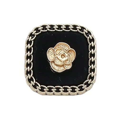 SparklWLeaf 6 Stück runde Blumenform Metall Marken-Nähknöpfe Kleidungszubehör Handarbeit DIY Material Dekoration Gold Schwarz Blau für Stoff(Color8,25mm) von SparklWLeaf