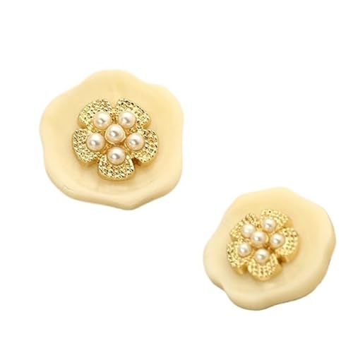 SparklWLeaf 6 Stücke Blume Retro Perle Verzierte Knöpfe for Frauen Strickjacke Pullover Anzug Nähen Knopf Zubehör für Stoff(Color1,21mm-6pcs) von SparklWLeaf