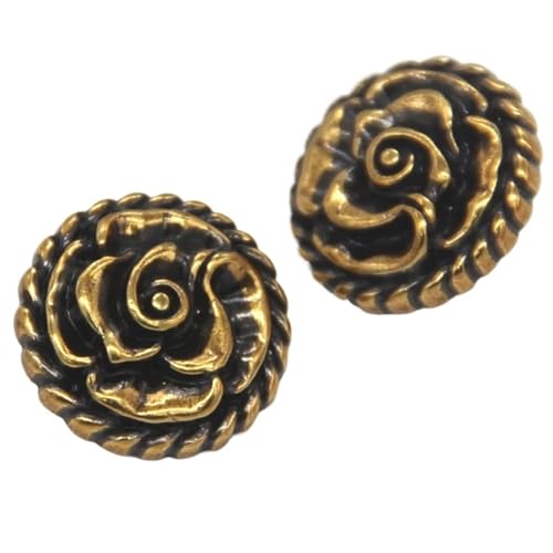 SparklWLeaf Retro Rose Blume Metallknöpfe for Kleidung Frauen Mantel Anzug Blazer Stricken handgemachte Dekorationen Nähzubehör für Stoff(Bronze,20mm 6pcs) von SparklWLeaf