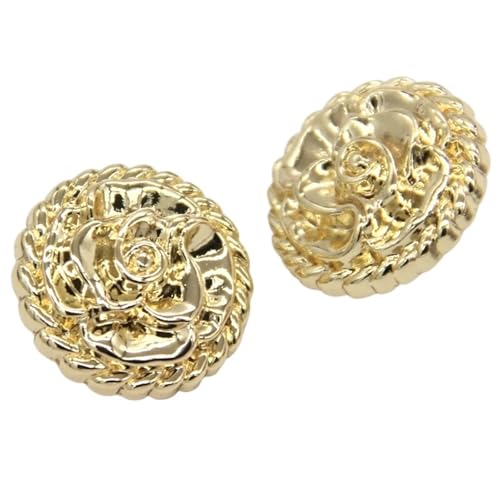 SparklWLeaf Retro Rose Blume Metallknöpfe for Kleidung Frauen Mantel Anzug Blazer Stricken handgemachte Dekorationen Nähzubehör für Stoff(Gold,18mm 6pcs) von SparklWLeaf