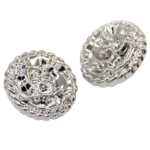 SparklWLeaf Retro Rose Blume Metallknöpfe for Kleidung Frauen Mantel Anzug Blazer Stricken handgemachte Dekorationen Nähzubehör für Stoff(White,20mm 6pcs) von SparklWLeaf