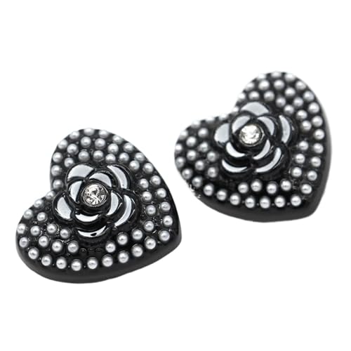 SparklWLeaf Vintage Herz Blume Form Gold Metall Knöpfe for Kleidung Design Frauen Mantel Jacke Anzug Perle Dekoration Nähen für Stoff(Black White,23x22mm 6pcs) von SparklWLeaf