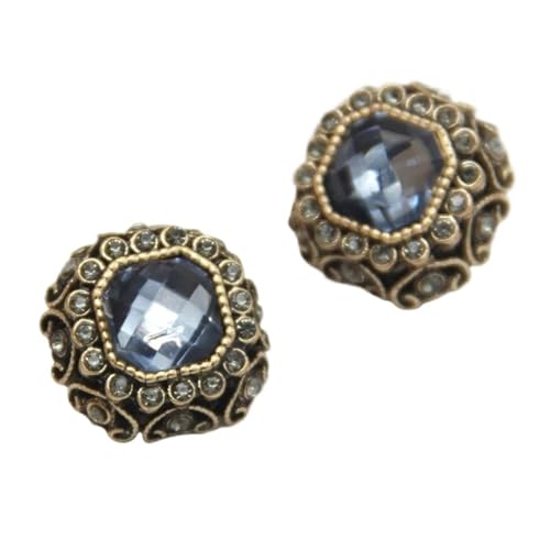 SparklWLeaf Vintage Strass Gold Metall Schmuck Nähen Knöpfe for Kleidung Frauen Shirt Pullover Kleid Dekorationen Zubehör für Stoff(Blue,22mm 4pcs) von SparklWLeaf