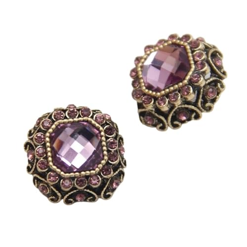 SparklWLeaf Vintage Strass Gold Metall Schmuck Nähen Knöpfe for Kleidung Frauen Shirt Pullover Kleid Dekorationen Zubehör für Stoff(Purple,22mm 4pcs) von SparklWLeaf