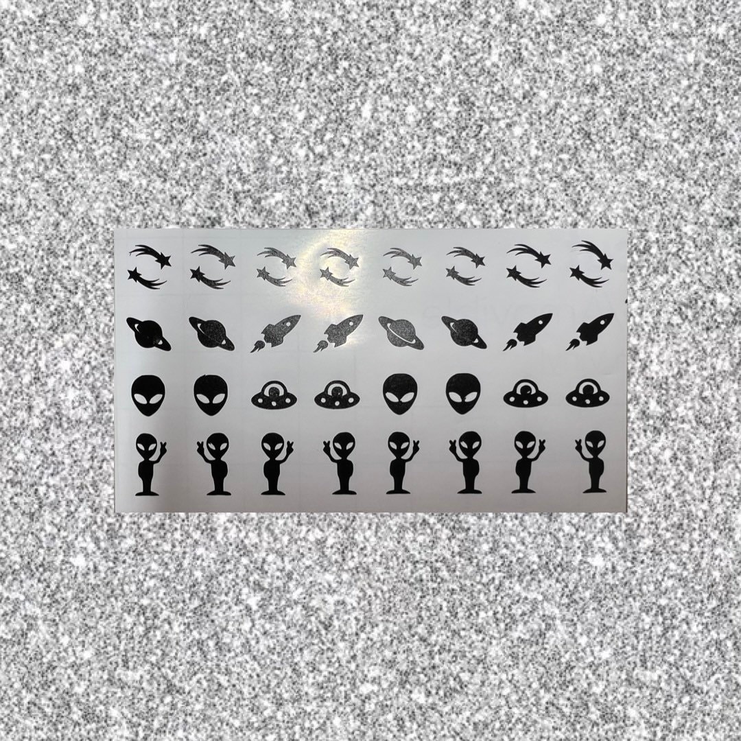 Aliens Im Weltall Ufo Raumschiff Nail Art Sticker Decal von SparkleStickerSupply