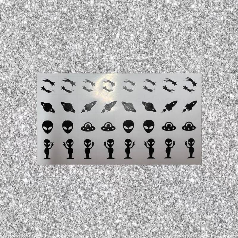 Aliens Im Weltall Ufo Raumschiff Nail Art Sticker Decal von SparkleStickerSupply