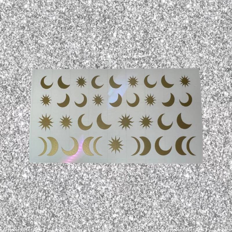 Mond & Sonne/Sparkle Stars Nail Art Sticker Abziehbild von SparkleStickerSupply