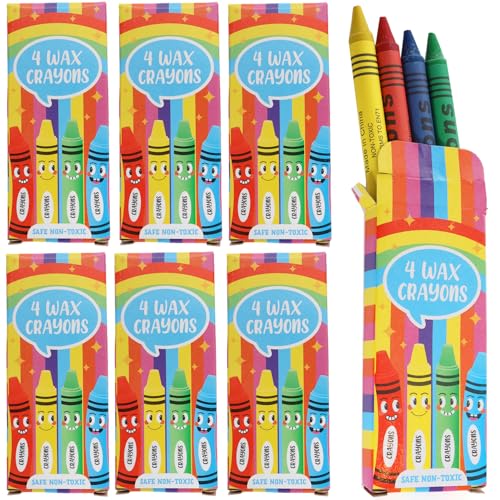 Wachsmalstifte für Partytüten, 6 Packungen mit je 4 Buntstiften, Rot, Blau, Grün und Gelb, gemischte Farben, ungiftige Buntstifte, perfekte Kunst und Handwerk, Klassenzimmer-Aktivitäten, Restaurants Wachsmalstifte für Partytüten, 6 Packungen mit je 4 Buntstiften, Rot, Blau, Grün und Gelb, gemischte Farben, ungiftige Buntstifte, perfekte Kunst und Handwerk, Klassenzimmer-Aktivitäten, Restaurants von Sparkles Partyware
