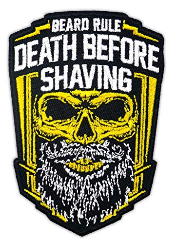 Aufnäher Aufbügler Patch Beard Bart Club Death before shaving von Spaß Kostet