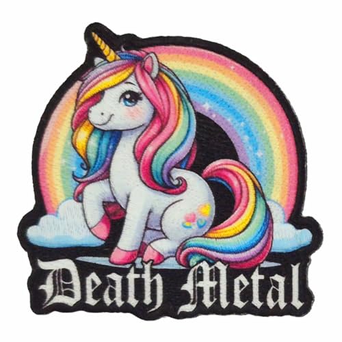 Aufnäher als Aufbügler Death Metal Patches Einhorn Motive heavy and black pink von Spaß Kostet