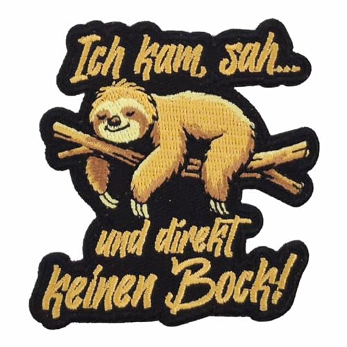 Aufnäher als Aufbügler Faultier Motive Ich kam sah und direkt keinen Bock fun patches von Spaß Kostet