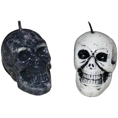 2 Totenkopfkerzen Kerze in Totenkopf Form Kerze Halloween Partykerze von Spassprofi