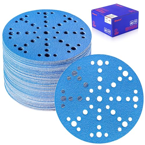 SpeTool 15,2 cm große Schleifscheiben, 49 Löcher, Klett-Schleifpapier, 60 Stück, kompatibel mit Exzenterschleifer, Stearat-Anti-Verstopfungs-Beschichtung mit 80er-Körnung, SpeTool 15,2 cm große Schleifscheiben, 49 Löcher, Klett-Schleifpapier, 60 Stück, kompatibel mit Exzenterschleifer, Stearat-Anti-Verstopfungs-Beschichtung mit 80er-Körnung, von SpeTool